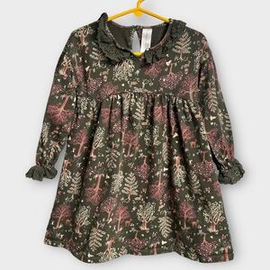 Modern Moments By Gerber Forest Dress 3T Girl Neck Ruffle Floral Long Sleeve
